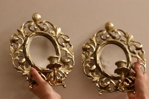 Pair antique french brass - pair,