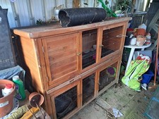 Large Rabbit Hutch Run 2 Tier Wooden Small Animal Pet House