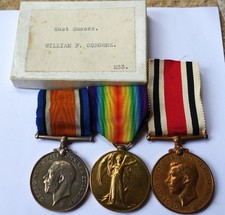 WWI MEDAL GROUP  RAF SGT OSBOURNE EAST SUSSEX POLICE SERVICE WWII