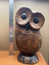 Carved Wooden Owl Sculpture Large - Beautiful Wooden Bird Sculpture Art