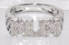 Sterling Silver Simulated Diamond MUM Ring size J to V - 925 Sterling Silver
