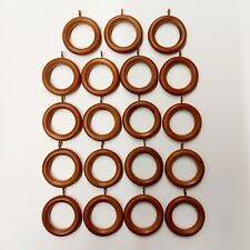 12 Medium Brown Wooden Curtain Rings - Int 45mm / Ext 70mm Vintage Job Lot