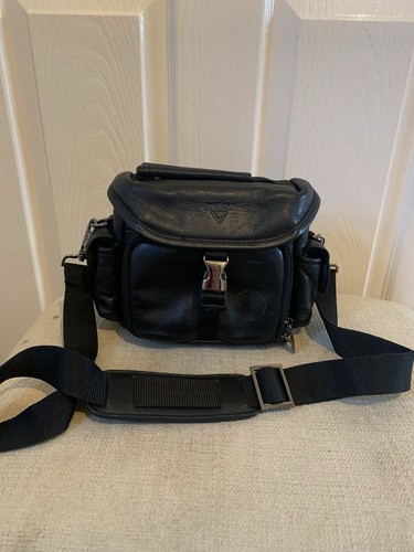 Black genuine leather camera - black,
