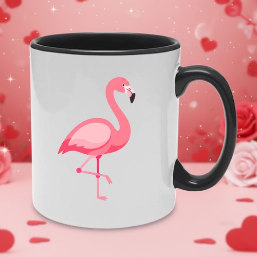 Pink flamingo mug printed bird - pink,