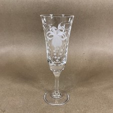 Royal Brierley Vintage Cut Crystal Etched Fuchsia Champagne Flute