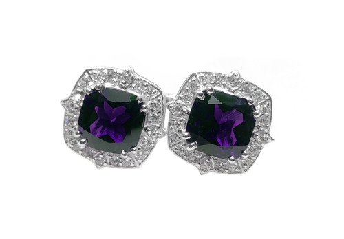 925 silver amethyst cufflink - 925,
