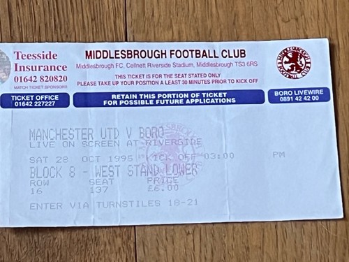 Ticket 1995 manchester - 1995/96,