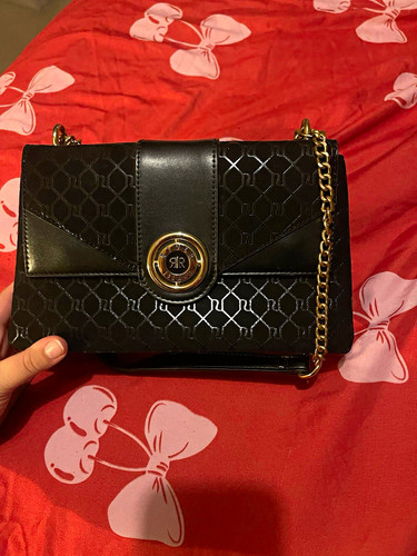Black patent monogram shoulder - monogram,