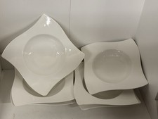 Villeroy & Boch New Wave White Large Pasta / Soup Bowls X 6 Contemporary White