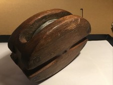 antique Wooden Pulley Block Probably Maritime 7" High 5 1/4" Wide 2 3/4" Deep