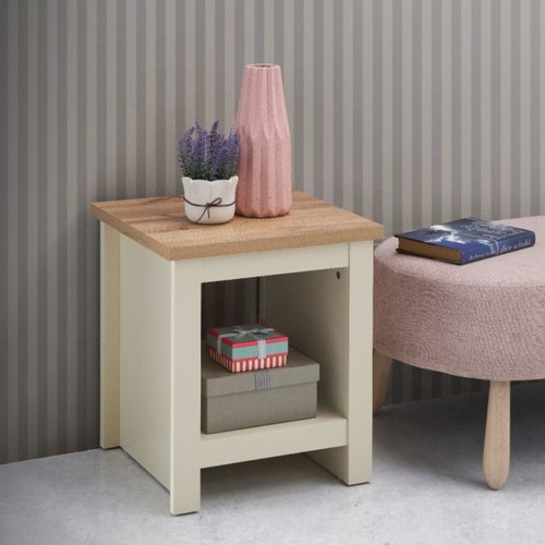 Side table cream - side, lamp
