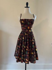 RARE Bernie Dexter Tiki Paris Dress Cotton Pockets NWOT