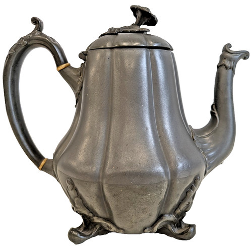 Vintage pewter alloy tea pot - pewter,
