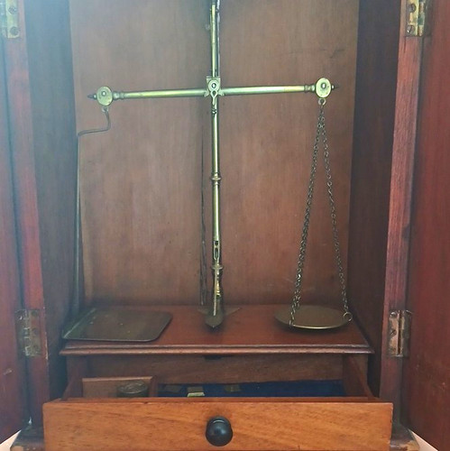 Wooden cased balance scales - wooden,