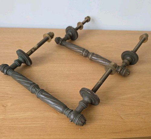 Antique pair ornate brass - pair,