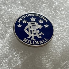 Millwall & Glasgow Rangers Suppprter Enamel Badge Rare - Collectable Wear Proud
