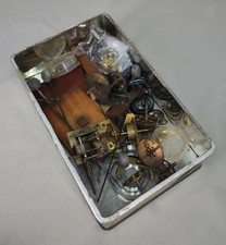 BOX OF ANTIQUE METRONOME SPARES INCLUDING NEW BRAHY AND MAELZEL ? SCALES