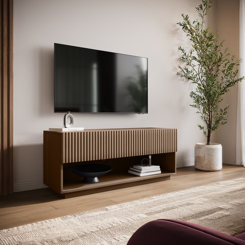 Small walnut ribbed stand - tv,