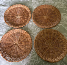 VINTAGE WICKER ROUND PLACEMATS X 4