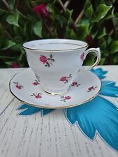 Vintage Colclough Ditsy Rose Red Rose Buds Tea Cup Saucer 3½"×H3" Gold Rim