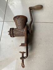 Vintage Universal Hand Crank Food Mincer Grinder Table Clamp Cast Iron Rusty