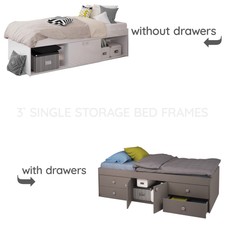 Child Teen Single Storage Cabin Bed with without Drawers Black Grey White