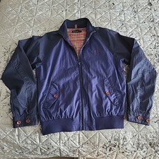 Fred Perry Harrington Jacket Navy Blue Two Tone Classic Tartan Lined Size Small