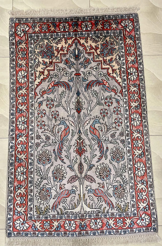 Vintage kashmiri silk area - area, rug