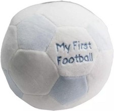 Snuggle Baby My First Football Baby Rattle, Blue and White Plush Sensory Ball, 1
