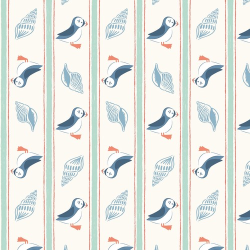 Puffin fabric seas the - puffin,