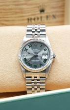 Gents Steel & White Gold Rolex Datejust 36 16234 Custom Wimbledon Roman Dial