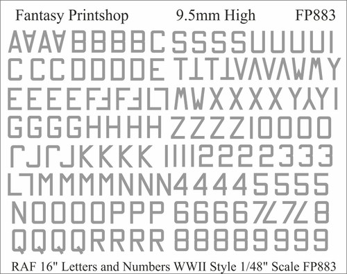 Raf numbers and letters - raf, 16"