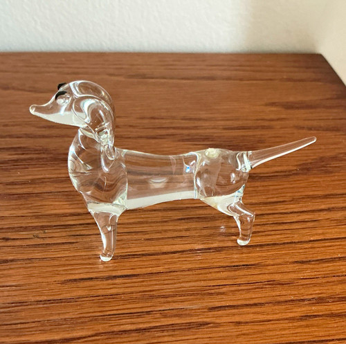 Clear glass crystal dachshund - crystal,