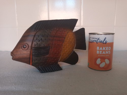 Hand carved wooden fish - hand,