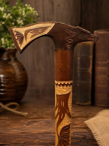 Vintage hand carved eagle head - vintage,