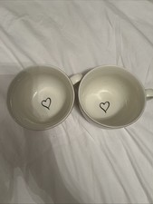 H&M Large Coffee Cups Mugs x 2 White Porcelain