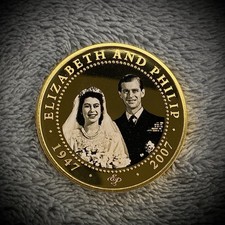 Queen Elizabeth II - 2007 - Diamond Wedding - One Dollar Coin - Cook Islands