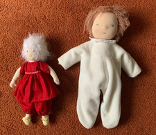two Handmade Waldorf Dolls 36 cms and 27 cms