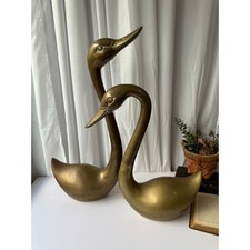 Vintage Huge Brass Swan