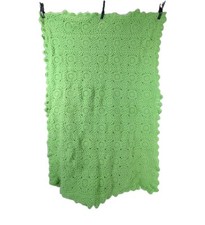 Vtg Crocheted Blanket Lime