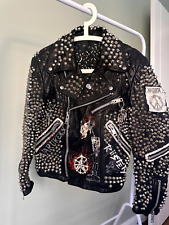 Mens Black Leather Studded and Spiked Jacket, Men Biker Studded Jacket Rock Punk