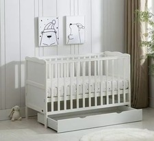 mcc direct Wooden Baby Cot Bed & Drawer & Aloe Vera Mattress (Orlando Drawer)