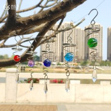 1pcs Spiral Wind Spinners with Crystal Ball Home Garden Hanging Decor