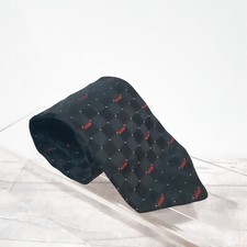 Moschino Silk Tie Men's Vintage Black and Red Embossed Geometric Pattern