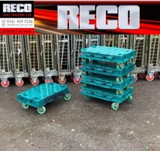 2 X HEAVY DUTY GREEN WHEELED "SINGLE" DOLLY SKATE 60-40-17CM WAREHOUSE STORAGE