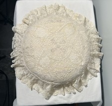 ANTIQUE Victorian NORMANDY LACE & SILK Boudoir Pillow 1890s HANDMADE & PERFECT!!