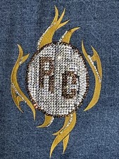 Port Authority Men’s Jean Jacket Button Front Sz M, 6 pockets,Design On Back