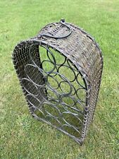 vintage Steel Rattan wine rack Shabby Chic Retro Bottle Mid Century Garden Carry