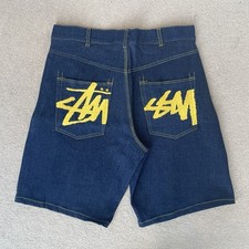 ⭐️Premium Stüssy Yellow Embroidered Jorts Shorts Size XL
