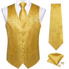Mens Waistcoat Red Blue Gold